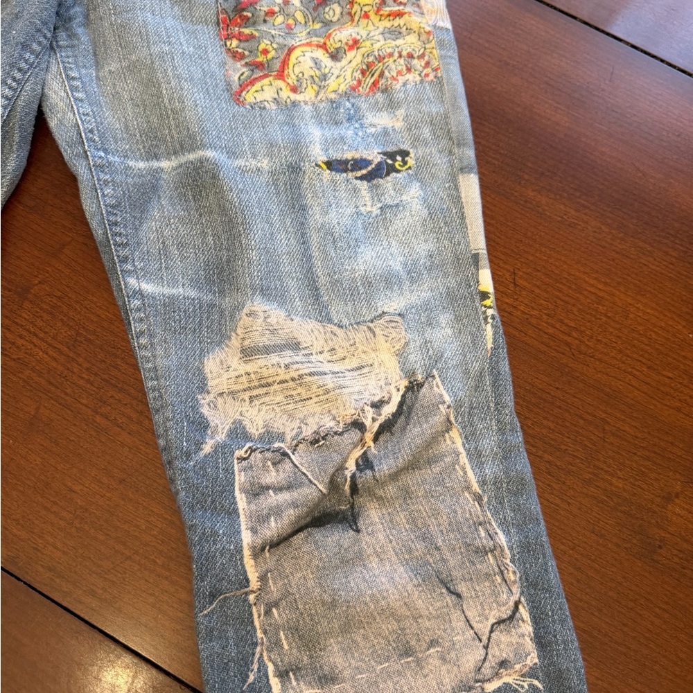 MOTHER Skinny Not Skinny Fray False Impressions Patchwork Jean Size 28 - Picture 4 of 10